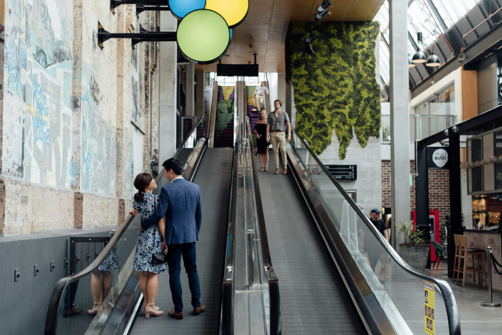 couple having coffee at tram sheds