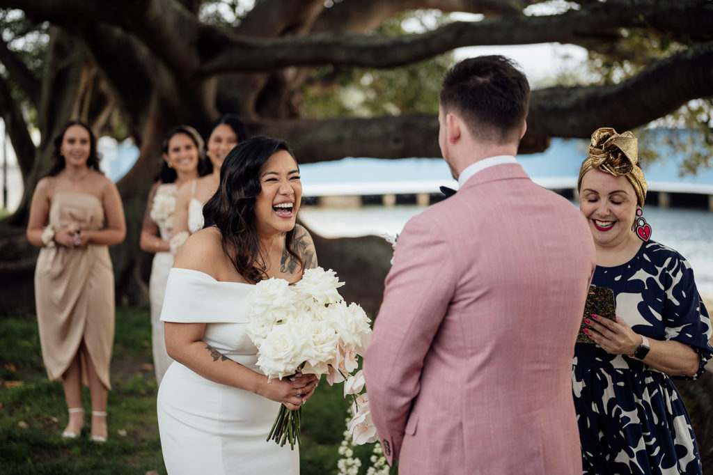 wedding vows being read to groom