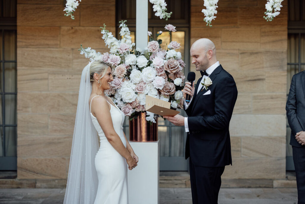 gunners barracks wedding ceremony with bride and groom
